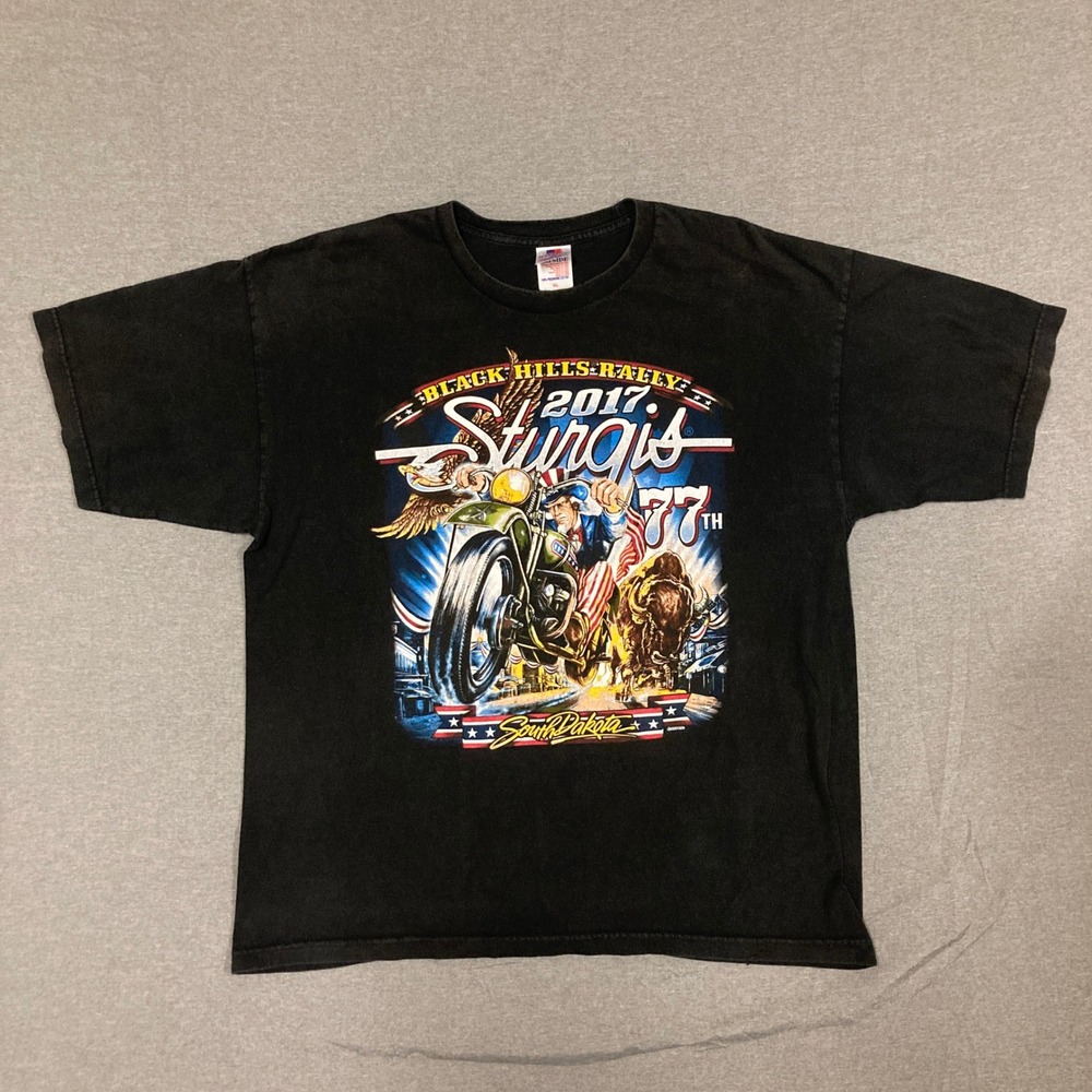 Bayside Sturgis 2017‎ Black Hills Rally 77th T-Shirt XL Mount Rushmore Black USA